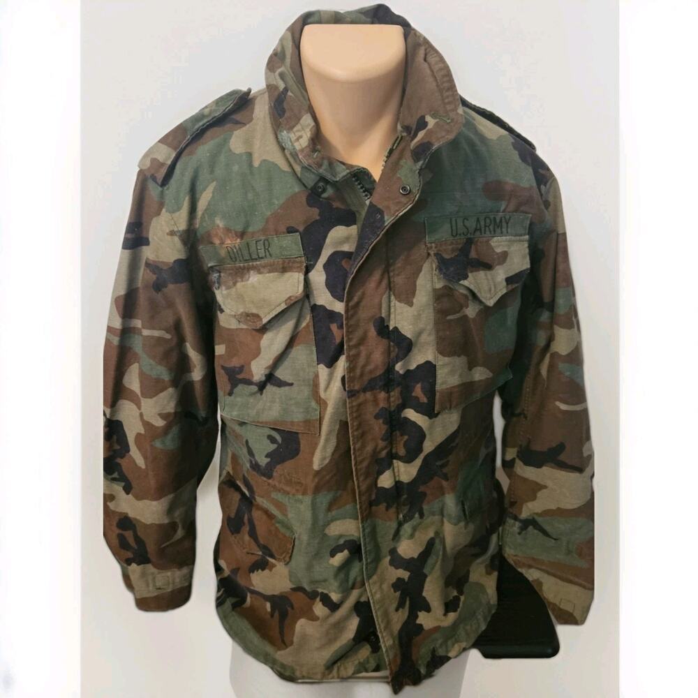 US Army M65 Field Jacket Woodland Camo Cold Weather Coat Medium Regular